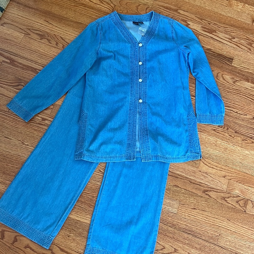 VTG 2 Pc Cami Denim Pant Set RARE Bohemian Style NEW (old stock) PERFECT